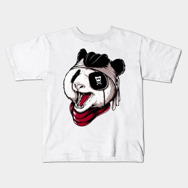 Panda pirate Kids T-Shirt by Mako Design 